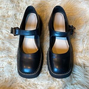 Charles & Keith Chunky Buckle Patent Mary Janes in Black